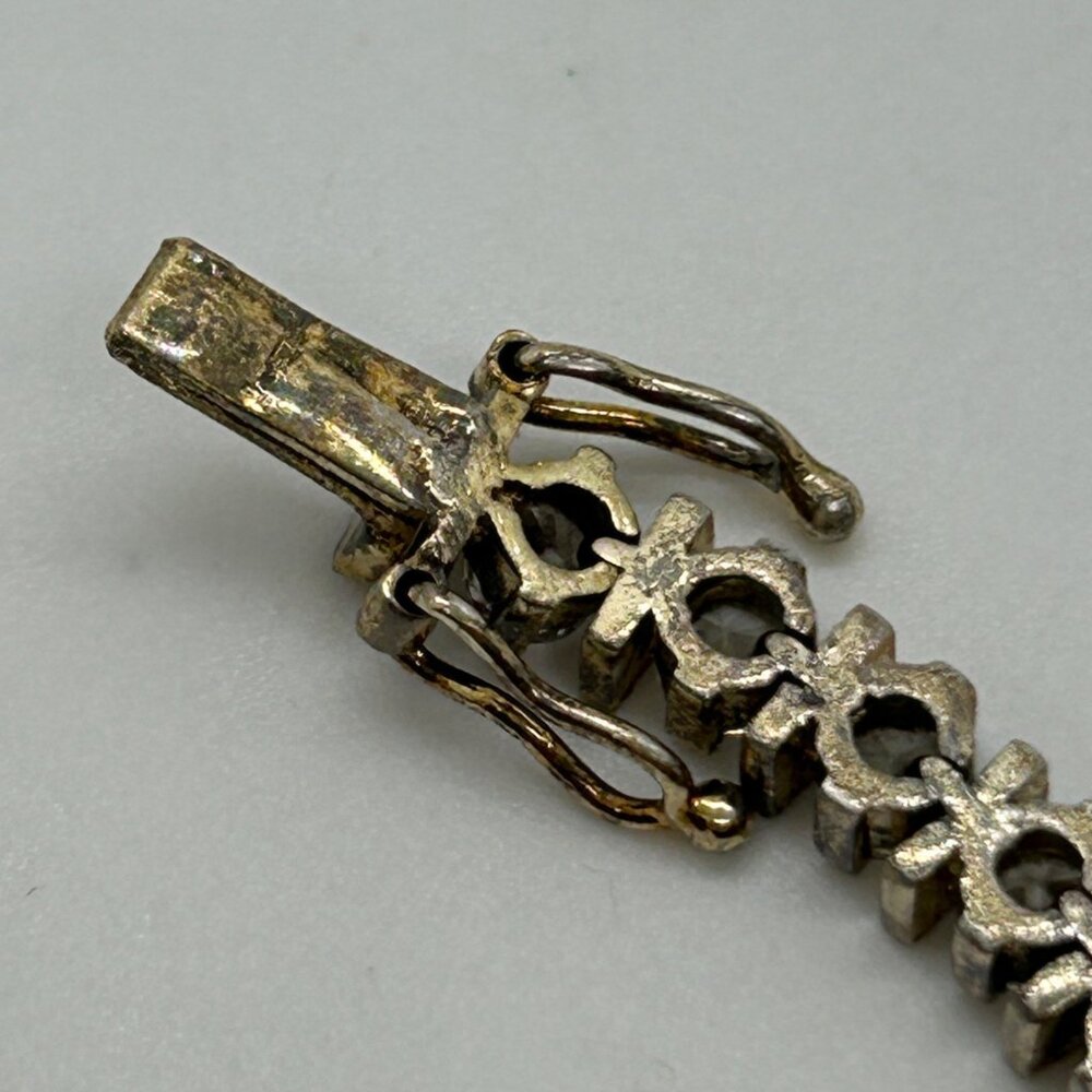 Vintage Sterling Silver Tennis Bracelet Gold Vermeil CZ Round Cut Cubic Zirconia - Picture 7 of 13